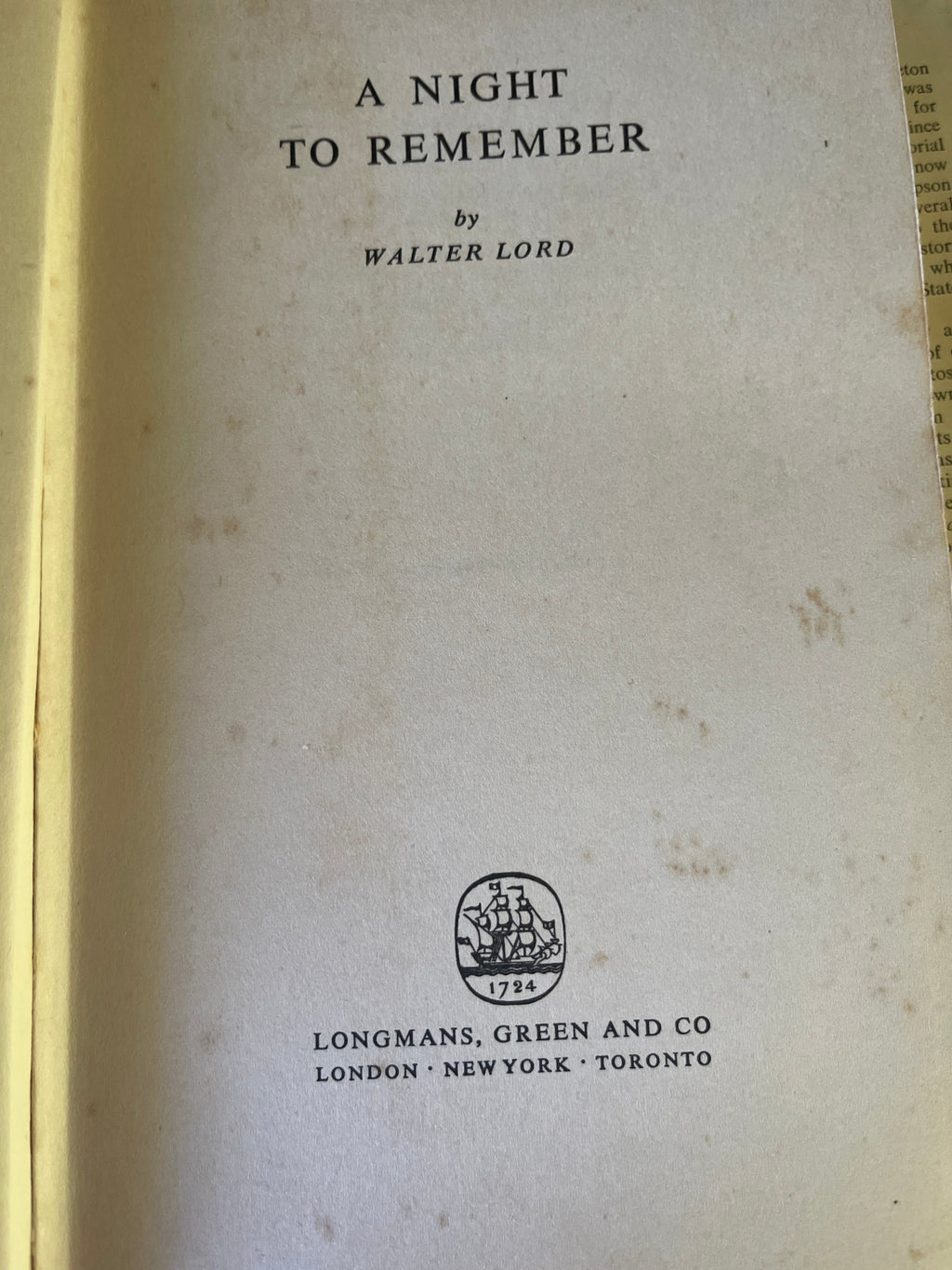 A Night To Remember - Lord, Walter