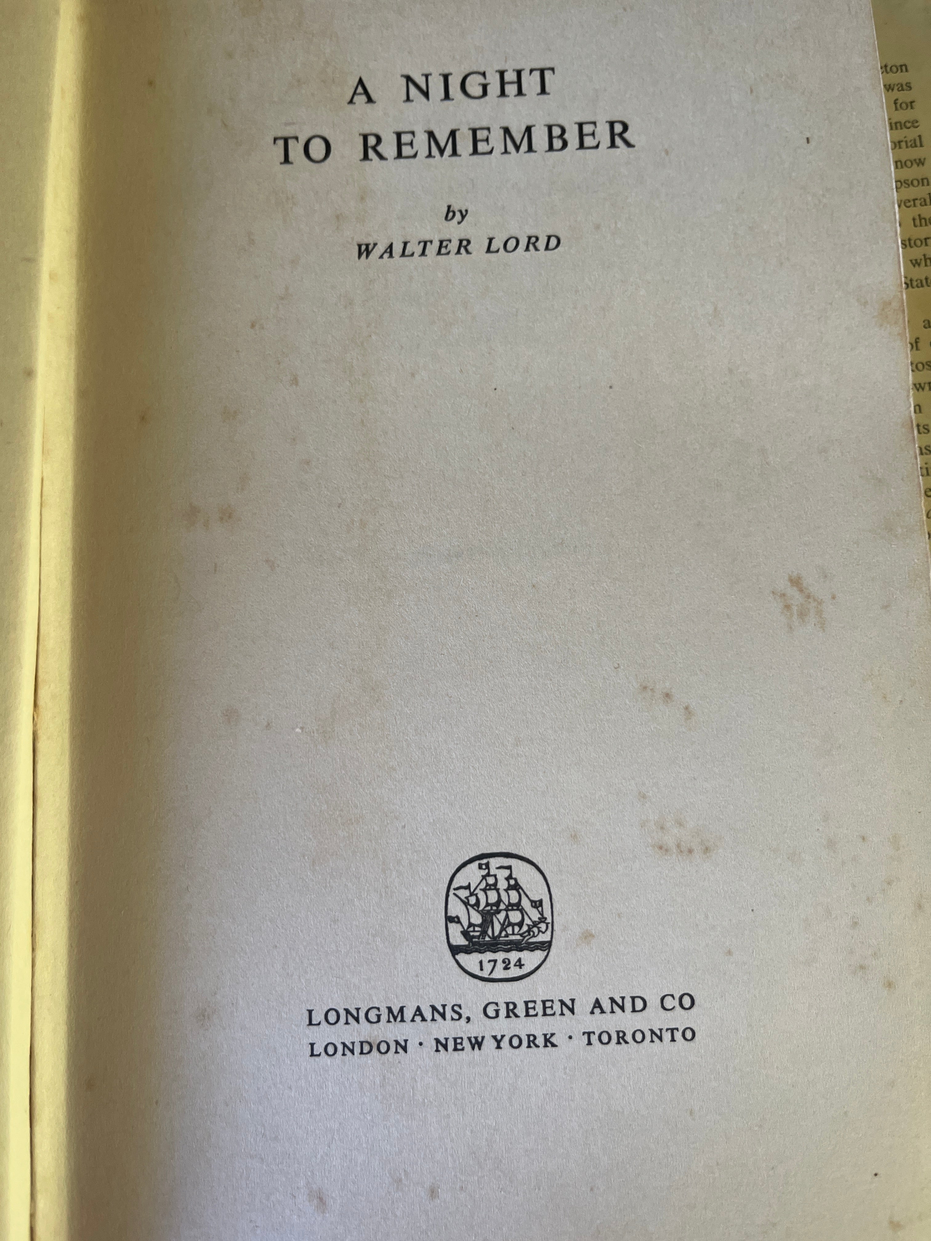 A Night To Remember - Lord, Walter