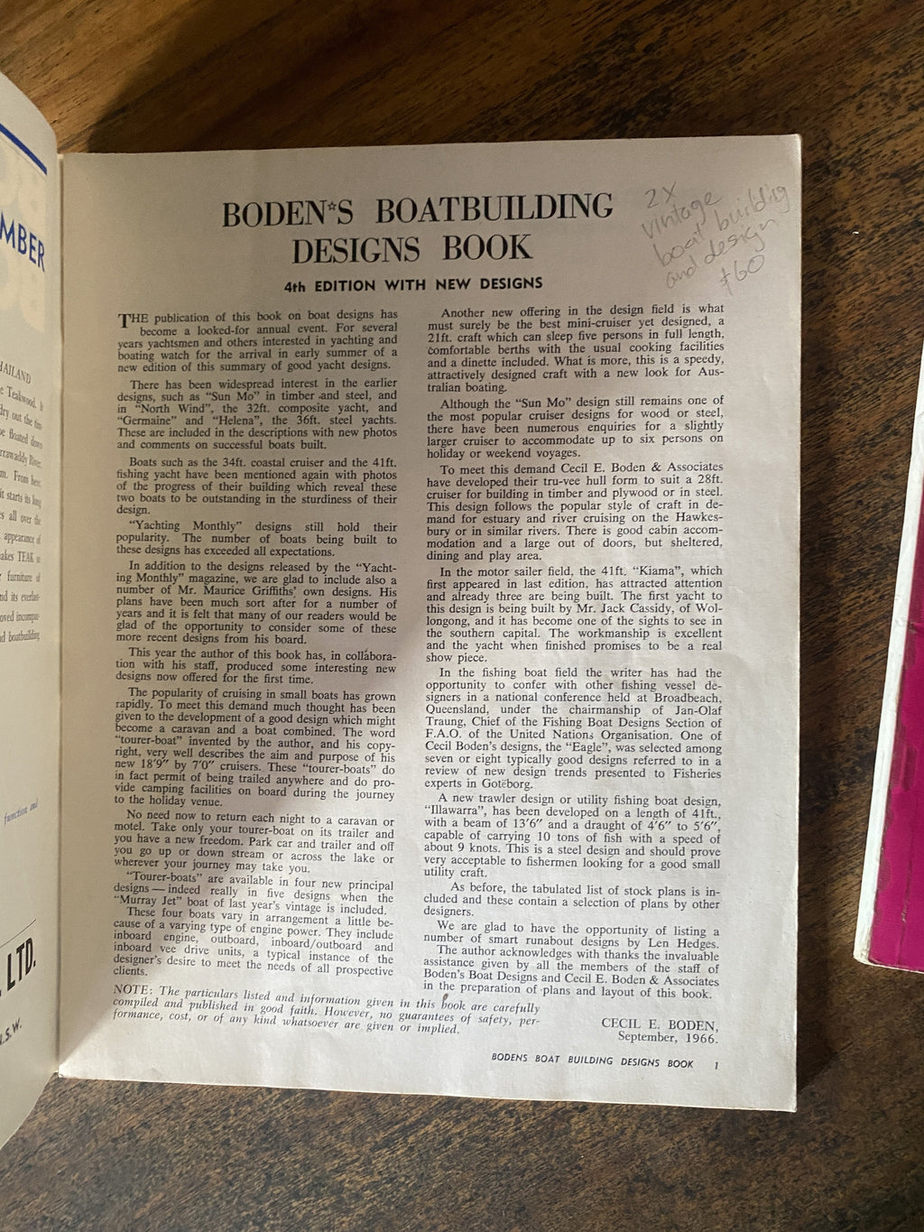 Boden's Boatbuilding Book (Designs) 3rd and 4th Edition - Boden, Cecil E. B.