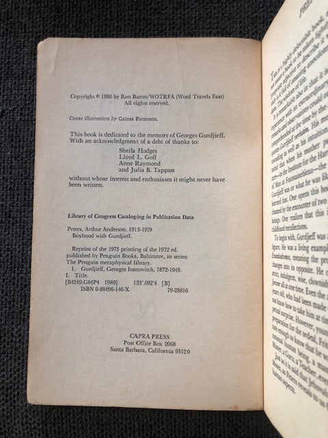 Boyhood with Gurdjieff — Fritz Peters