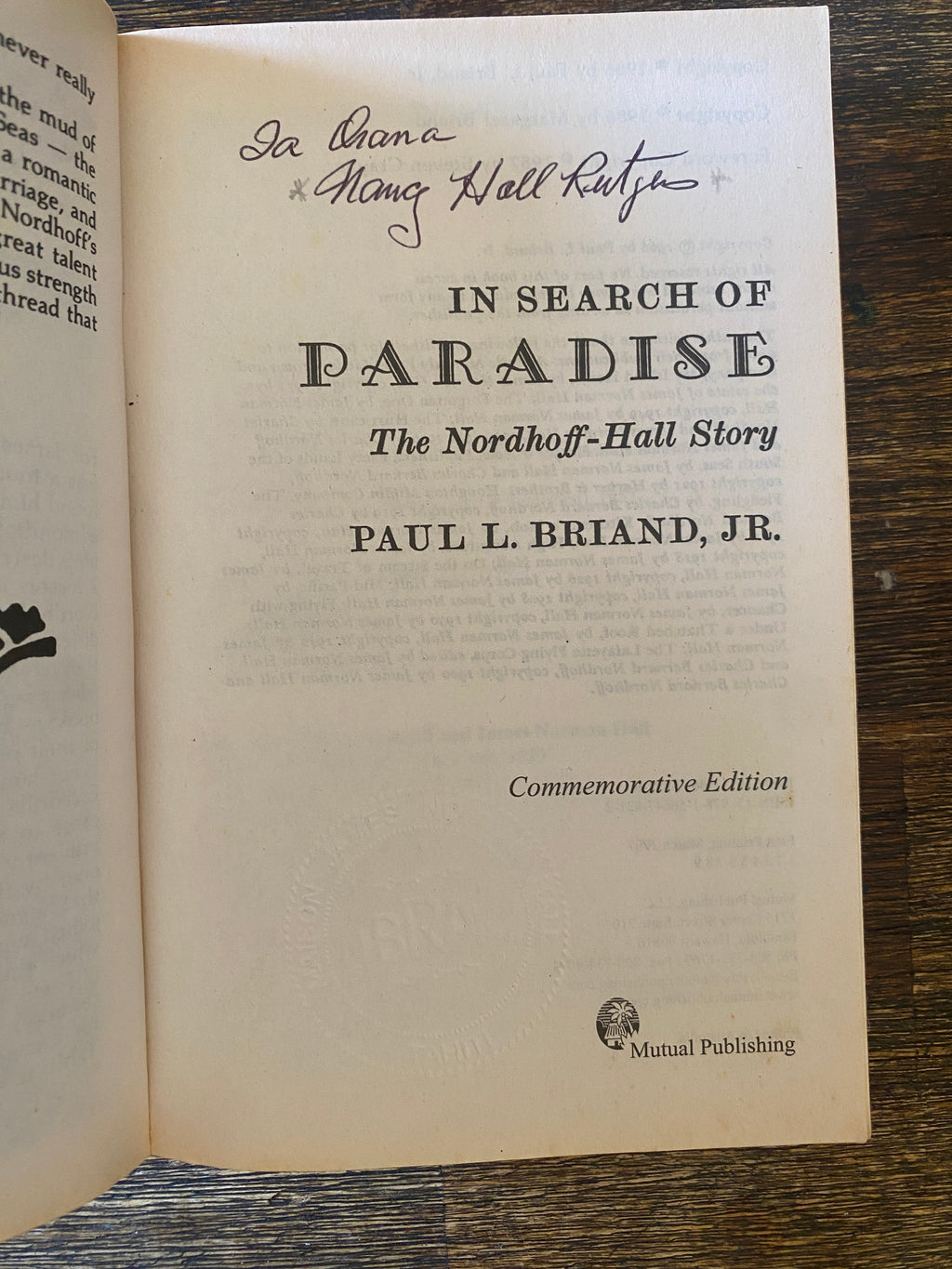 In Search of Paradise; The Nordoff-Hall Story - Briand, Paul L.