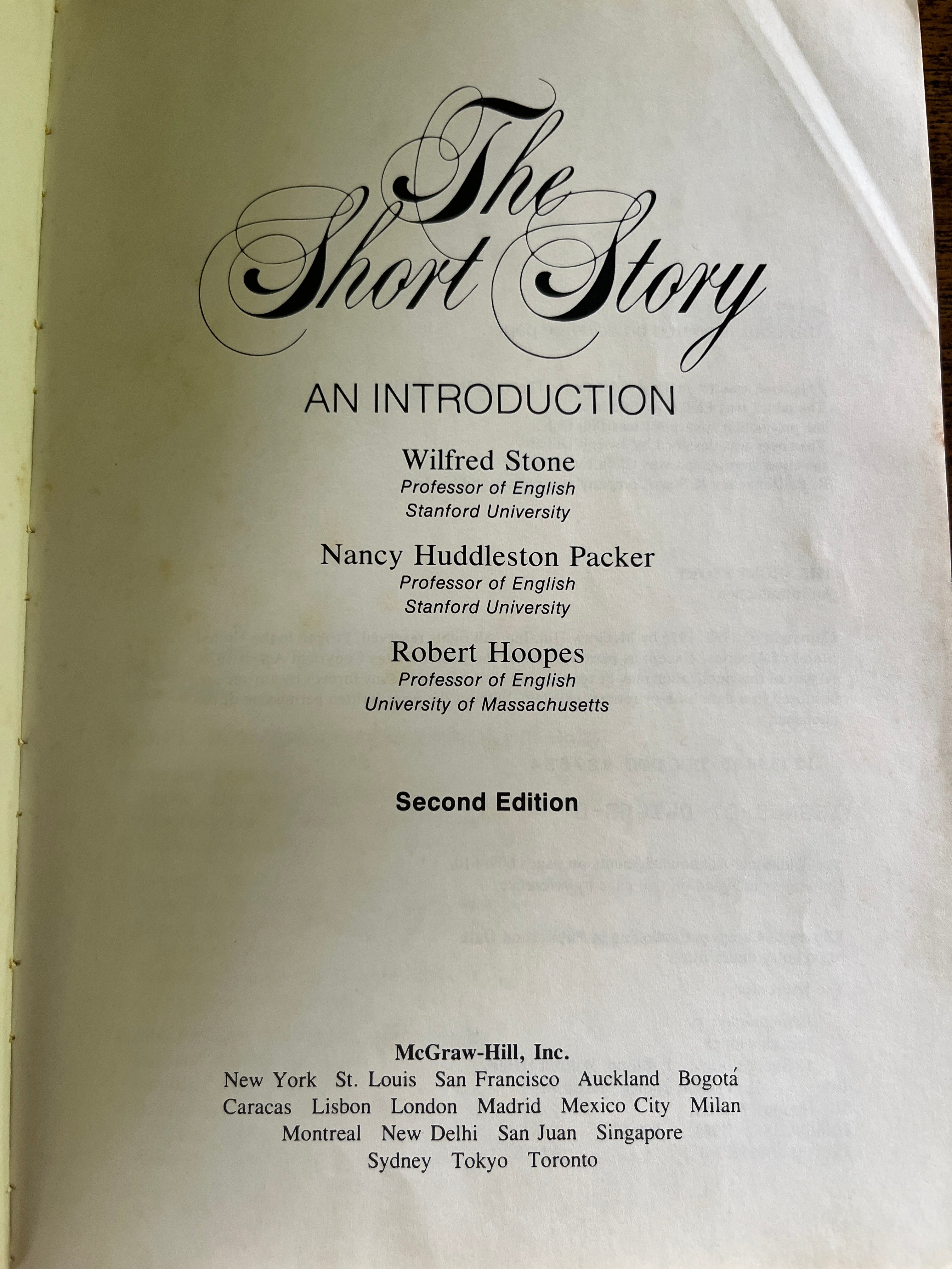 The Short Story; An Introduction - Stone; Packer & Hoopes
