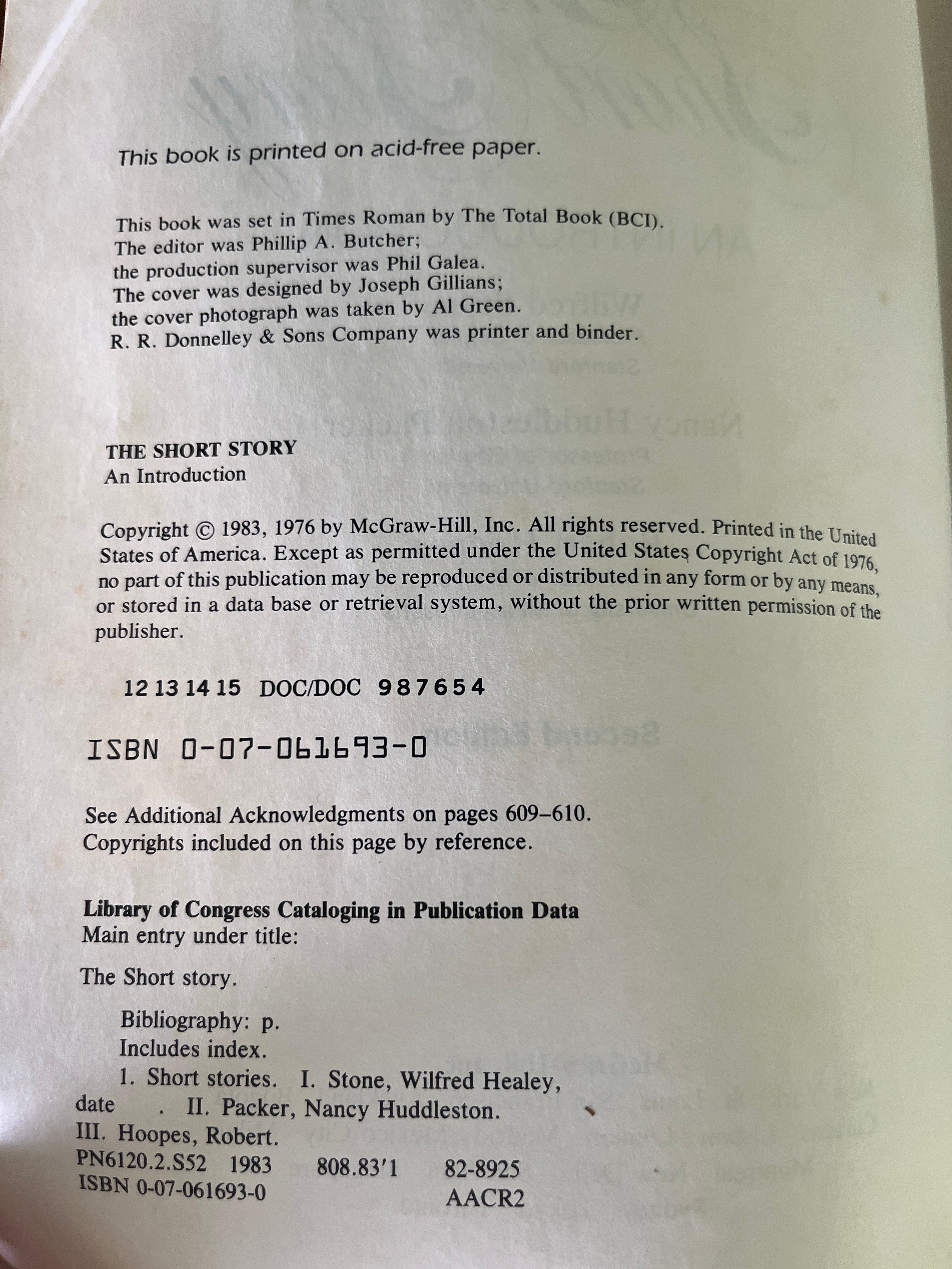The Short Story; An Introduction - Stone; Packer & Hoopes