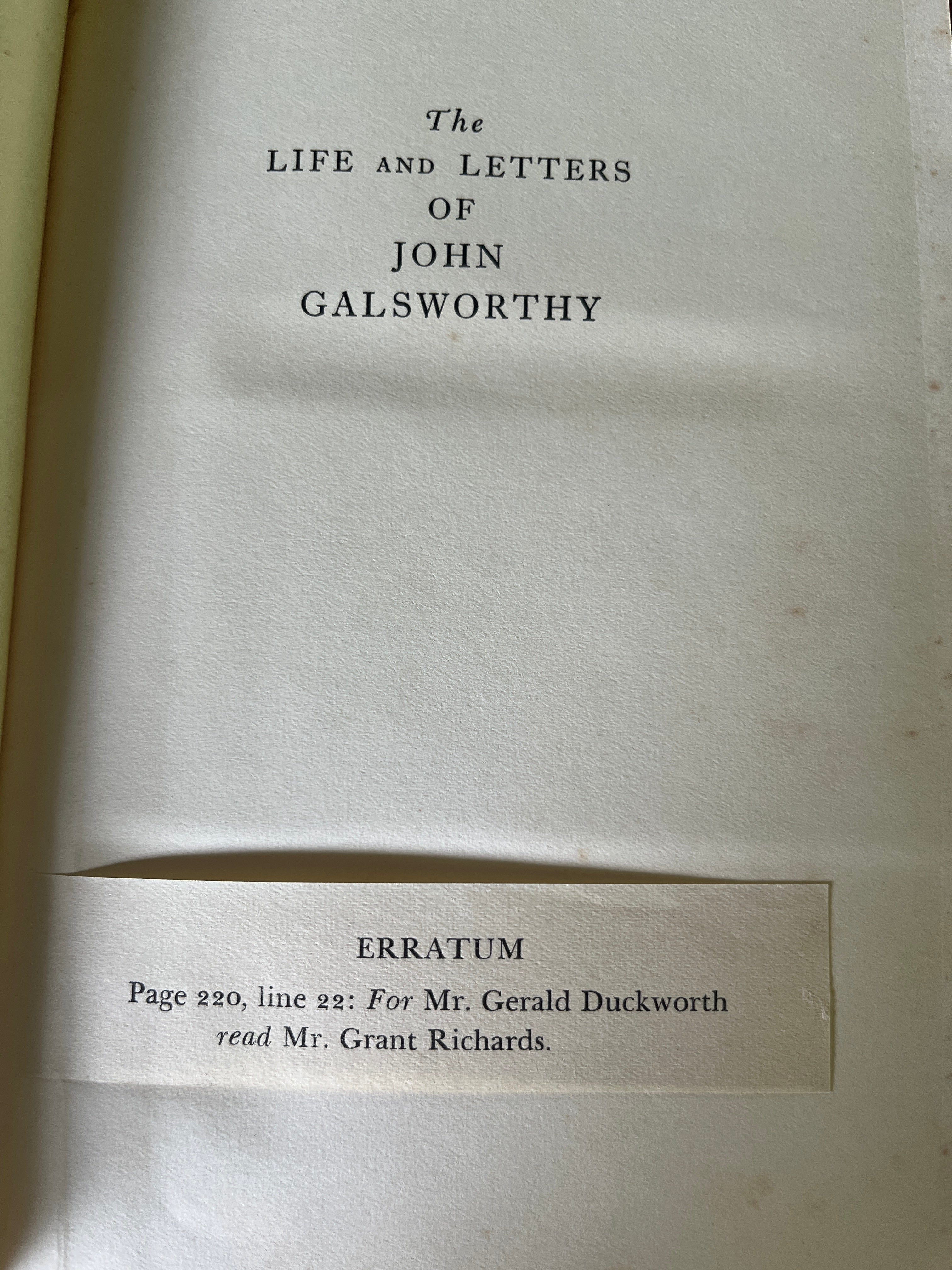 The Life and Letters of John Galsworthy - Marrot, H. V.