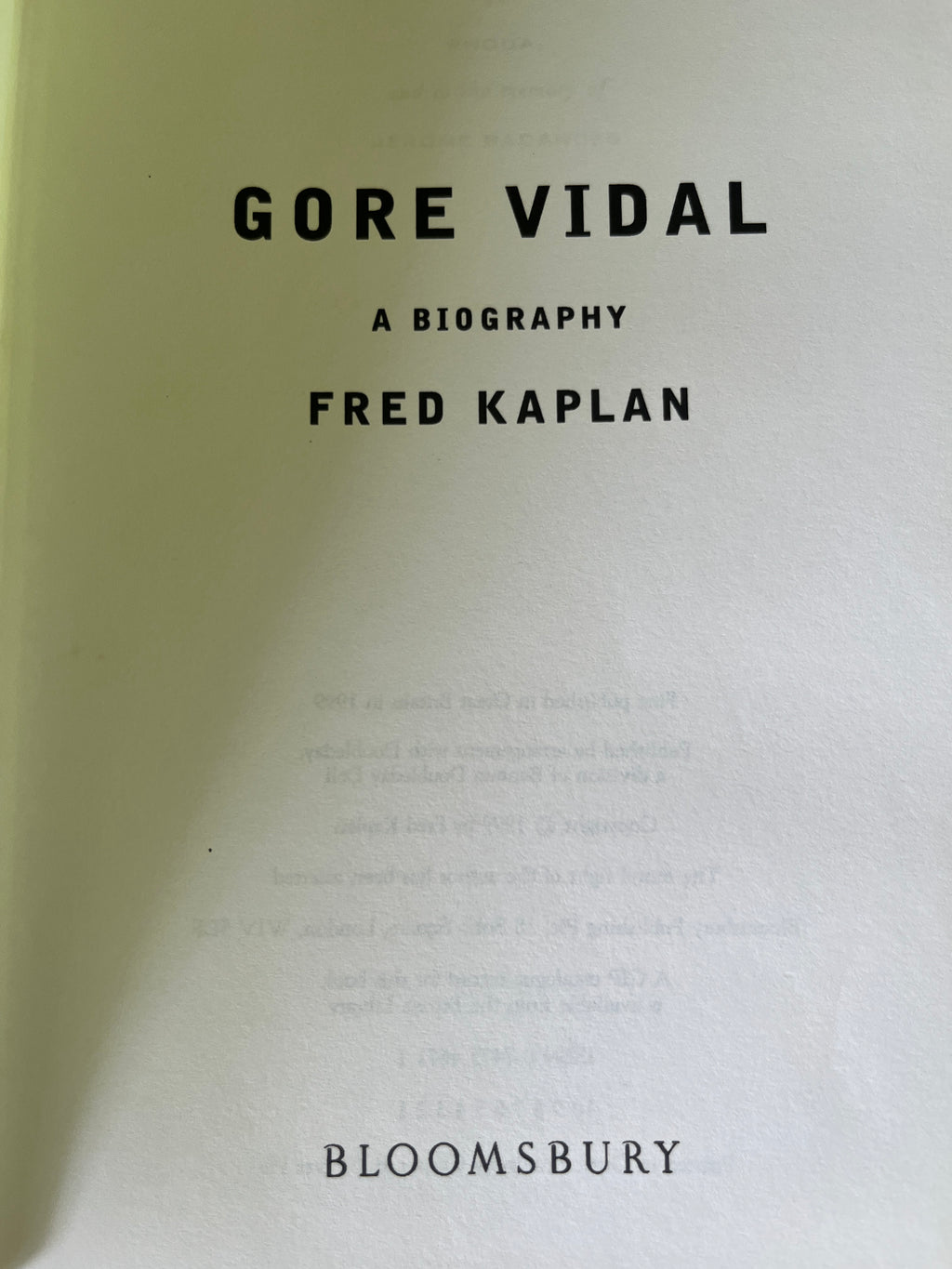 Vidal, Gore — Kaplan, Fred
