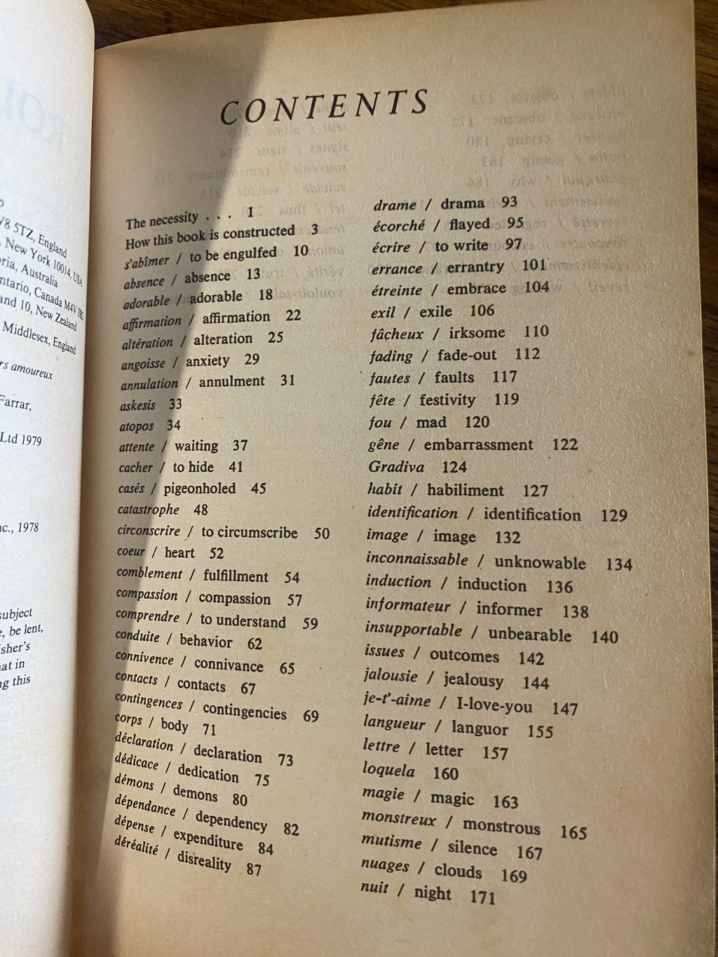 A Lover's Discourse; Fragments - Barthes, Roland